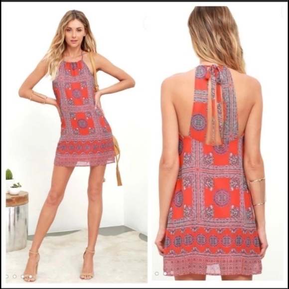 Lulu’s Social Philosophy Boho Paisley Halter Dress, Size XS - Picture 1 of 10